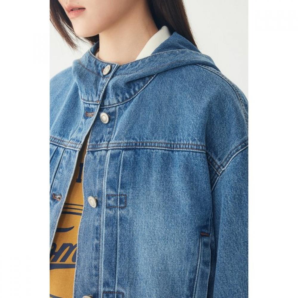 STUDIO TOMBOY Button Detail Denim Hoodie Jumper 9106313001