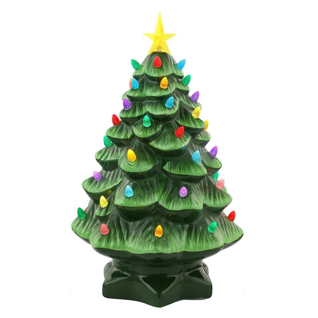 20cm LED Christmas Tree Ornaments Resin Tabletop Christmas Decorations with Multicolored Lights