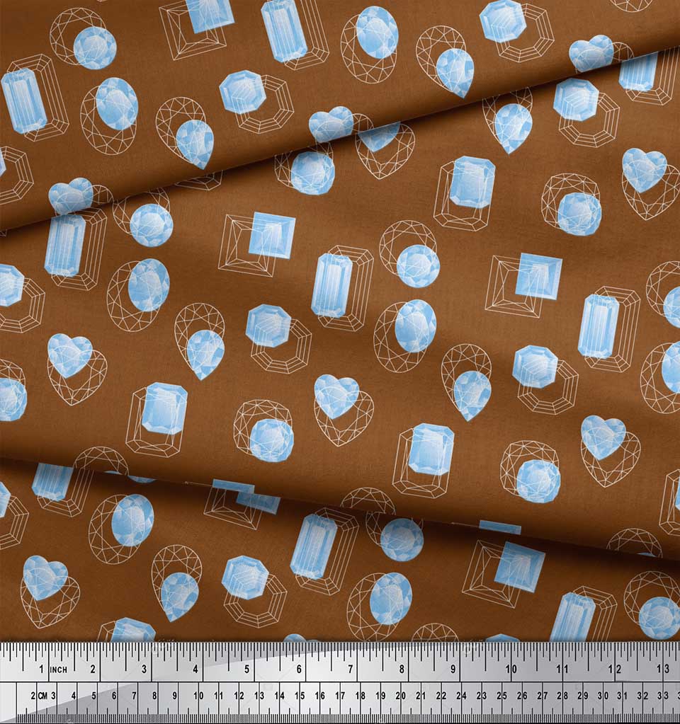 

Тканина Soimoi Black, Японія, креп-сатин, геометричні фігури та каміння, модна тканина з принтом на метри 42 дюйми 42 Inch Wide - Poly Crepe коричневий