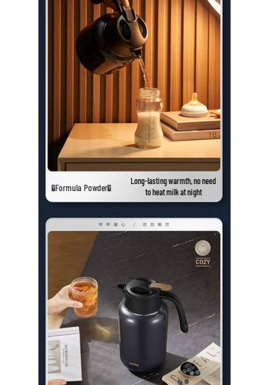 Supor Insulated Kettle: Home Use, Long-lasting Heat, Tea Separation, Double-Layer Chamber, Stewing & Brewing Functions.