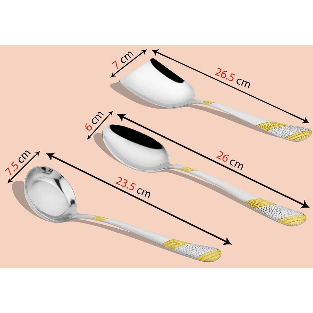 3 Sztuki Zestaw Złotych Łyżek Do Serwowania Ze Stali Nierdzewnej na Stół Jadalny/Do Kuchni, Grubość 1,8 mm