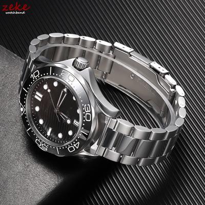 Luxury Arc Flat End Solid Stainless Steel Watchband Black Silver Folding Clasp Strap 18mm 20mm 22mm Universal Watch Bracelets