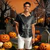 Men's Casual Short Sleeve Shirt with Halloween Print for Parties and Everyday Wear