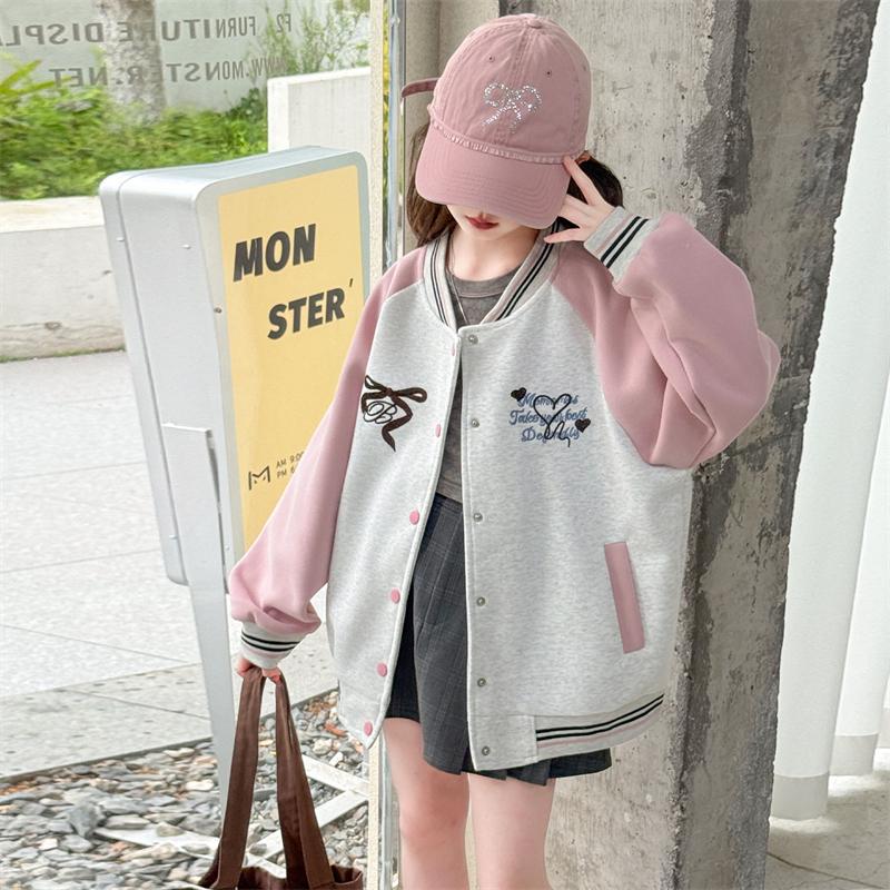 Children Korean Baseball Uniform Shirt for Teenage Girls Casual Spring Autumn Sports Outfit Kids Sporty Baseball Jacket Coat