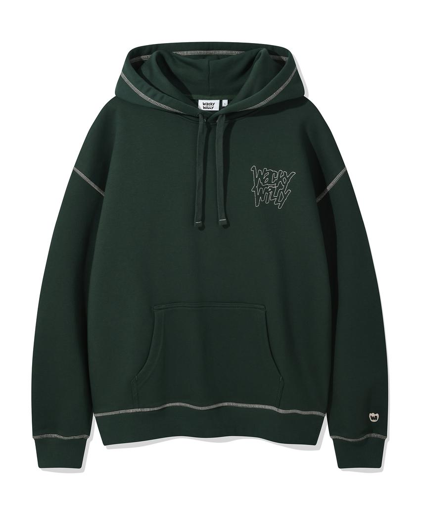 Stitch Lettering Hoodie Green