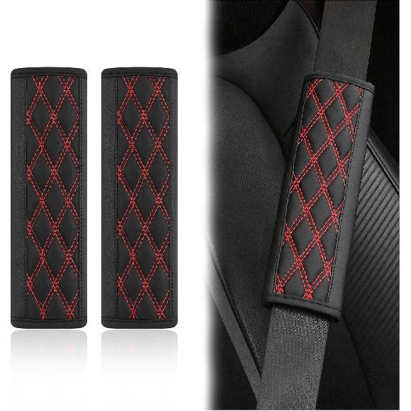 2PCS Car Seat Belt Cover Pads,Leather Seatbelt Covers Protect Shoulder And Neck Car Accessories Interior,Universal Car Seat Strap Pads Car