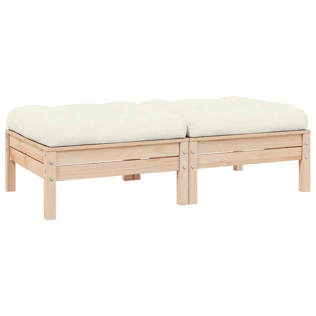 Vidaxl 2-Seater Garden Sofa with Cream Cushions, Pine Wood