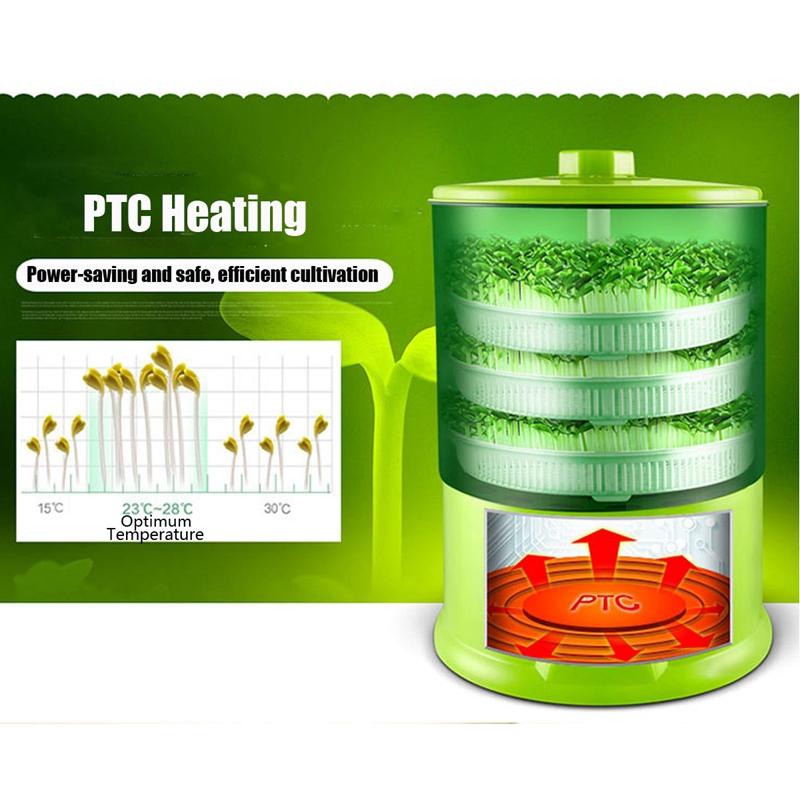 220V 50Hz Multifunctional Homemade Sprout Double Layer Green Automatic Bean Sprouts Machine