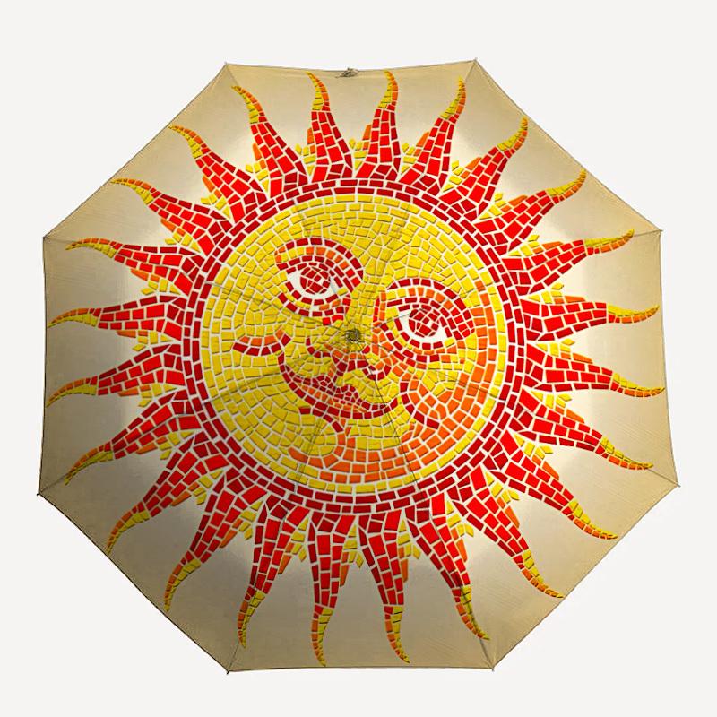 

1pc Mosaic Sun Art Automatic Open/Close Umbrella with Windproof, 8-Rib Sturdy Canopy, Durable Ribs, Ideal for Gifts yy251117007
