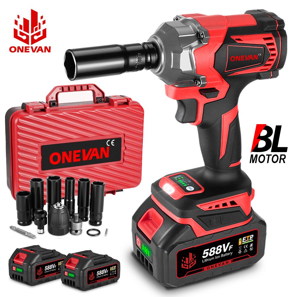 ONEVAN 1200N.M Brushless Electric Impact Wrench 1/2'' Cordless Screwdriver Lithium-Ion Battery Power Tool for Makita 18V Battery