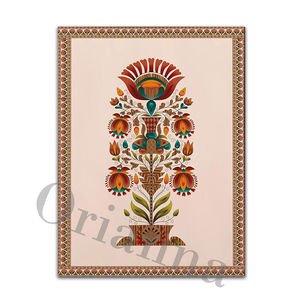 

Винтаж Индийское народное искусство Персидский цветочный принт Современный домашний декор Древо жизни Искусство Цветок лотоса Холст Картина и принт Безрамное 21x30cm No Framed