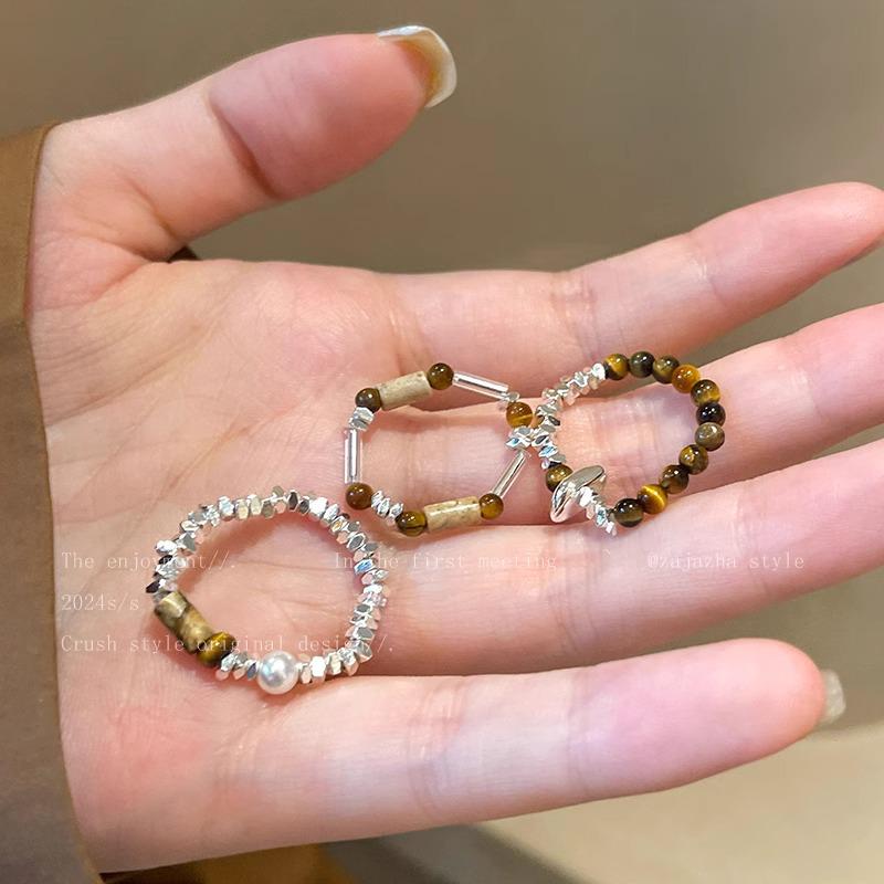 Retro Silver Tiger Eye Ring: High-End Autumn/Winter Maillard Index Finger Jewelry