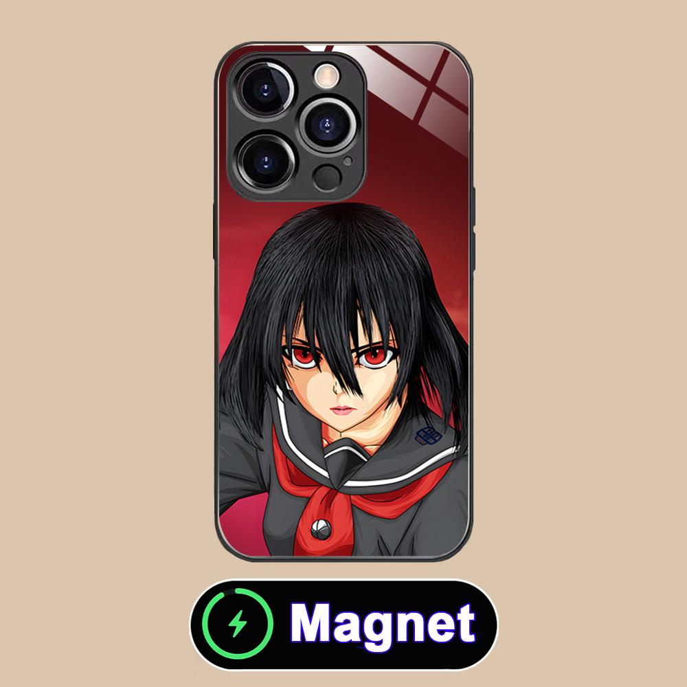 Akame Kurome Glass MagSafe Mobile Phone Case for iPhone 17 16 15 14 13 12 11 Air Pro Max Plus Mini Colorful Cover