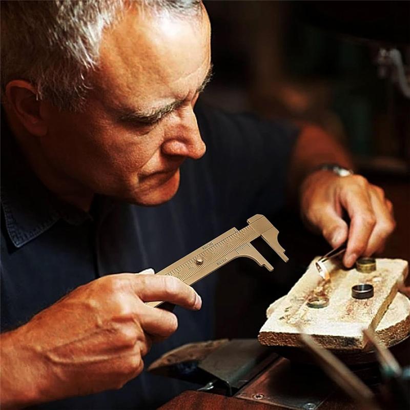 Good-2PCS Pocket Caliper 100Mm Double Scale Sliding Gauge Brass Vernier Caliper Tool For Measuring Bead Wire Jewelry Rings