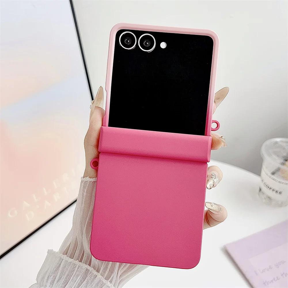 

Color Collision Luxury Matte Case for Samsung Galaxy Z Flip 7 6 5 4 3 Zflip7 Gradient Double Color Hard Hinge Protective Cover Galaxy Z Flip5 Яскраво-рожевий