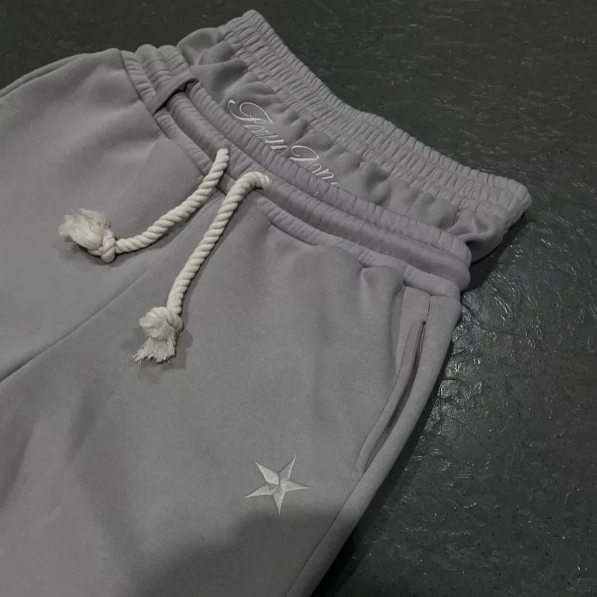FlowStreet Y2K American Nou Harajuku Vintage Largi Pantaloni de Trening cu Talie Dublă Streetwear Hip Hop Litere Populare Brodate Pantaloni Casual S gray