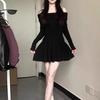 American Spice Girl Sexy Black Shoulder Dress Women's Autumn New Off-Shoulder Waist Skinny Short Skirt