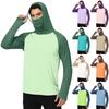 Herren Casual Outdoor Kapuzen Langarm Sonnenschutzhemd Leicht Atmungsaktiv Schnelltrocknend UV-Schutz Top für Sport Wandern