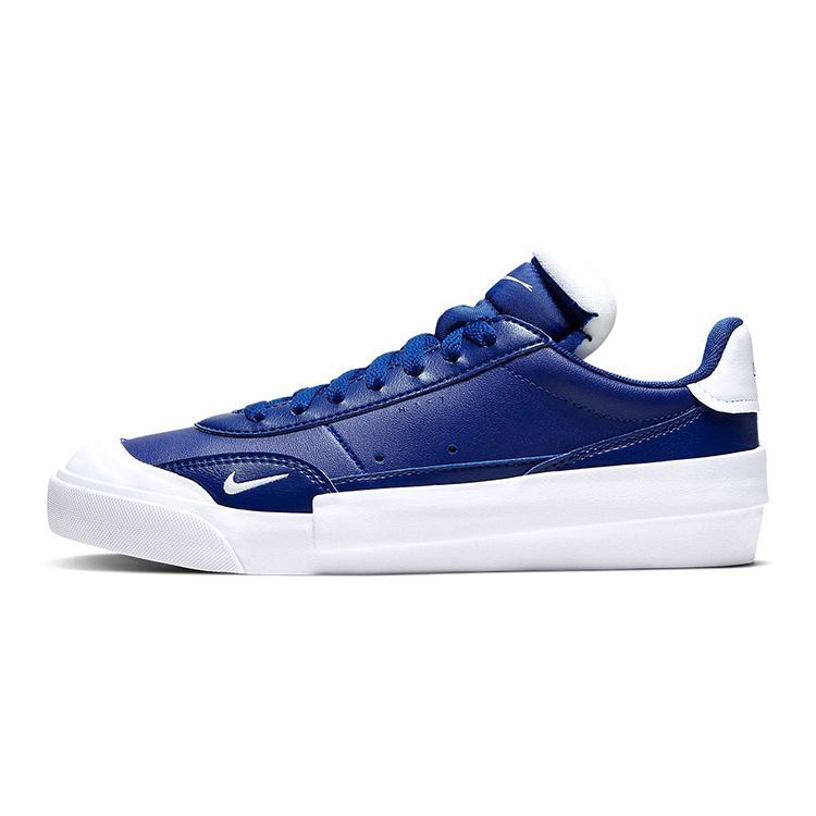 Nike Drop-Type PRM Synthetic Leather Patchwork Casual Low-Top Kids Skate Shoes Kids Sneaker Blue White CQ4383-400