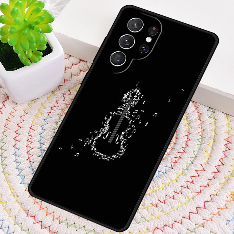 Musical Notes Violin Classical Soft Silicone Phone Case For Samsung Galaxy Note 10 Pro S26 S25 S24 S23 S22 S21 Plus Ultra Cover