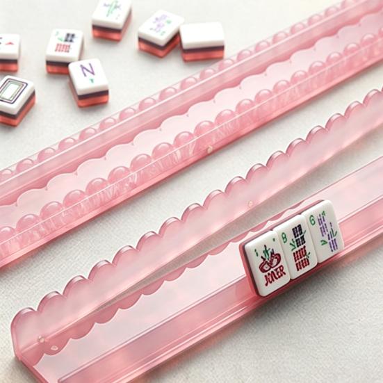 Mahjong Rack with Detachable Magnetic Pusher, Scalloped Acrylic Mah Jongg Tile Holder & Pusher Set, American Mahjong Accessories