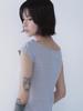 SETSETSET Unbalance Snap T-Shirt Gray
