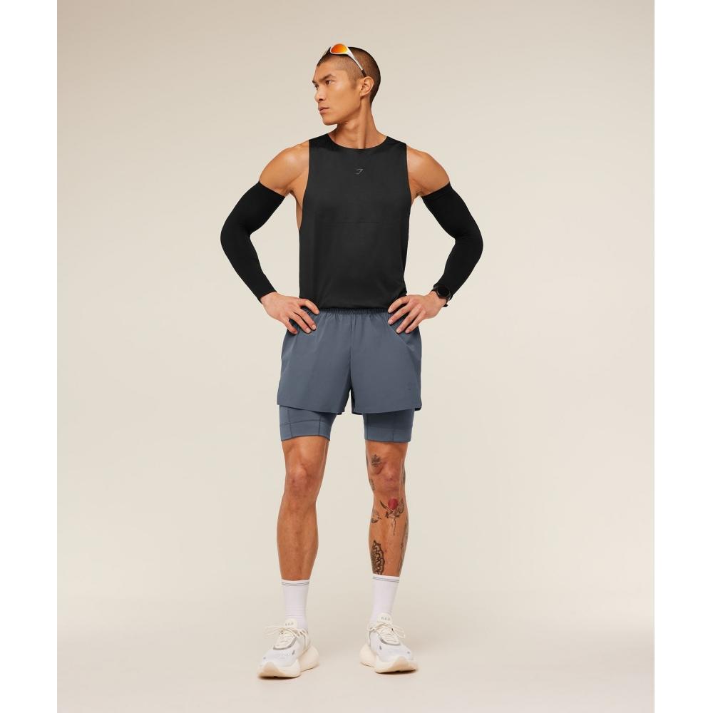 Gymshark RunnIng Elite 2 In 1 5  Shorts Titanium Blue A1c9z Ucmq