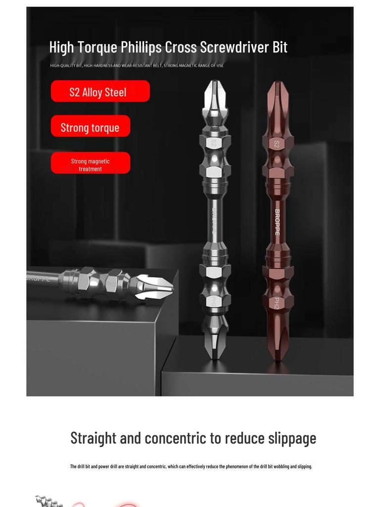 Double-Ended Magnetic Cross & Flathead Electric Screwdriver Bit Set