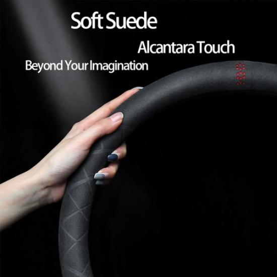 

Car Steering Wheel Cover Universal SUEDE Leather Anti-slip Accessories 36-38cm