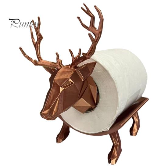 Décoration d'Accessoire de Salle de Bain Moderne Porte-Rouleau de Papier Toilette Cerf Imprimé en 3D, Support Distributeur Stable pour Rouleau de Mouchoirs, Stockage de Serviettes Décoratif en PLA Imperméable,