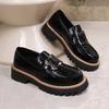 Plus Size Platform Loafers Shoes for Women 2026 Fashion Metal Buckle Pu Leather Shoes Woman Spring Autumn Slip On Flats Female