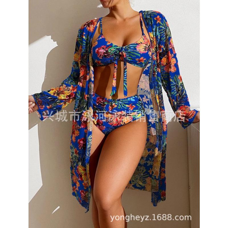 Böhmischer Druck Sexy Damen Strand-Bikinis Dreiteiliges Bikini-Set Cover-up Bademode High-Waisted Bikini-Set Damen Badeanzug 2025