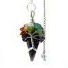 Pendule en Cristal d'Améthyste avec Perles Sept Chakras