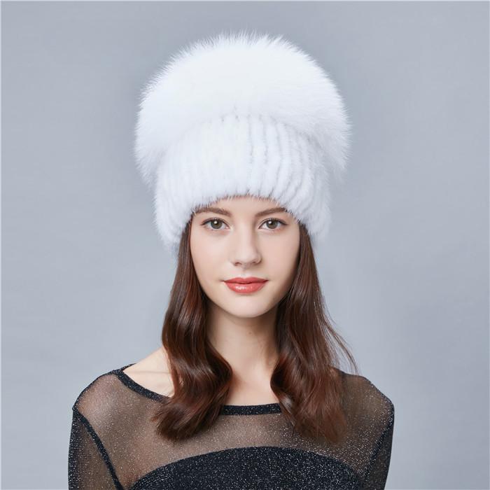

Новая норковая лисья шерсть северо-восточная норковая шапка корейская версия симпатичная вязаная шапка ушанка зимняя утолщенная меховая шапка женская One Size, Elastic белый