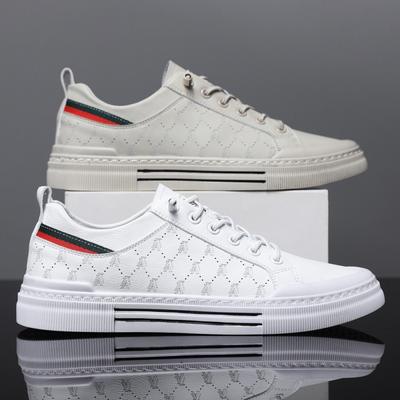 Board Shoes Casual Sports Men's Shoes Spring Trend Breathable Versatile Leather Shoes Men's Flat White Shoes