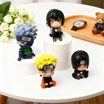 Figura de Anime de Naruto Figura de Acción de Naruto Kakashi Versión Q Kawaii Sasuke Itachi Figura Decoración de Coche Modelo de Colección Juguete