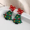 1 Pair Festive Acrylic Christmas Earrings - Colorful Butterfly Fringe Tree Dangle Earrings with Glitter for Women