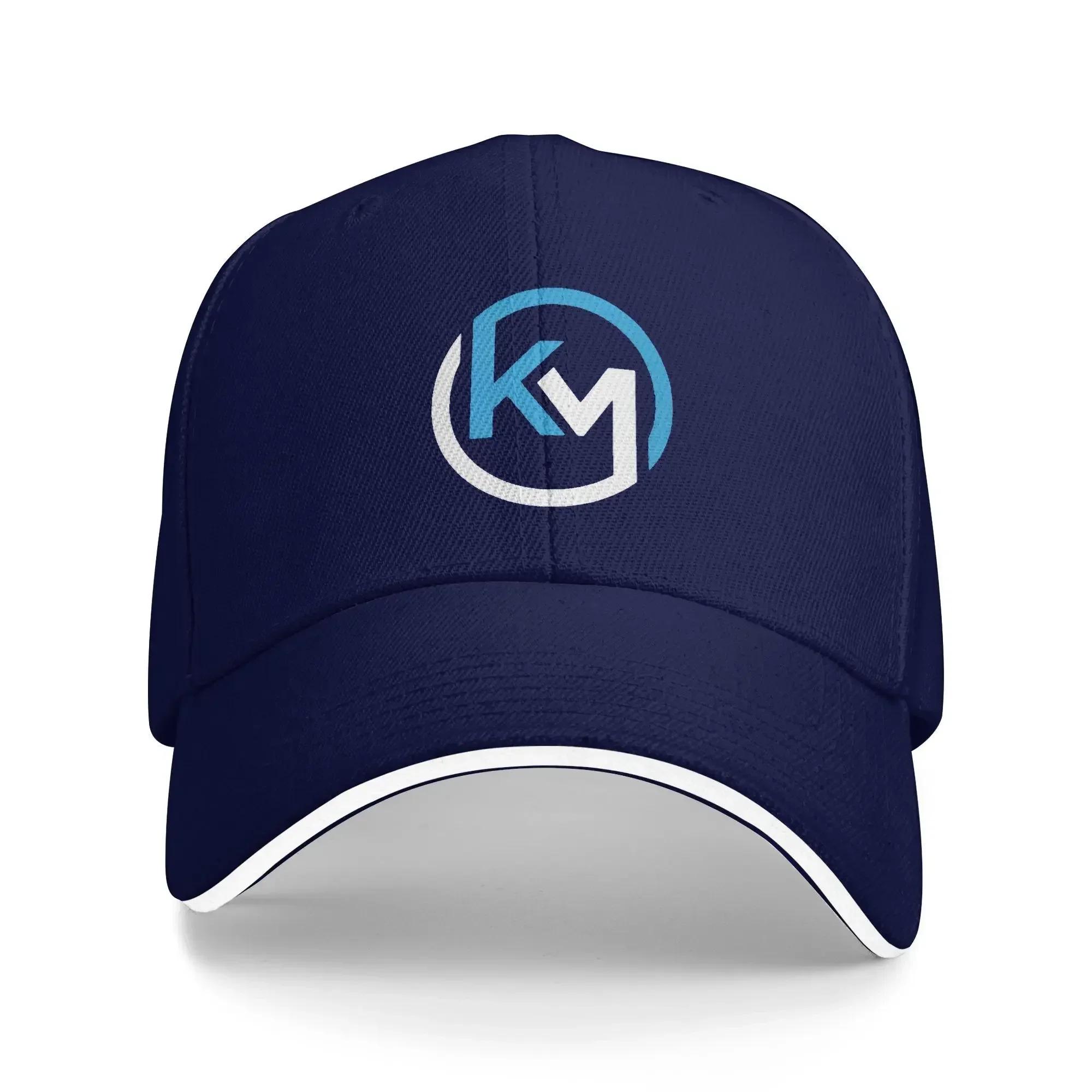 

KM Football Soccer White & White Baseball Cap Casual Unisex Men Hip Hop Hats Adjustable Print Outdoor Gym Caps One Size