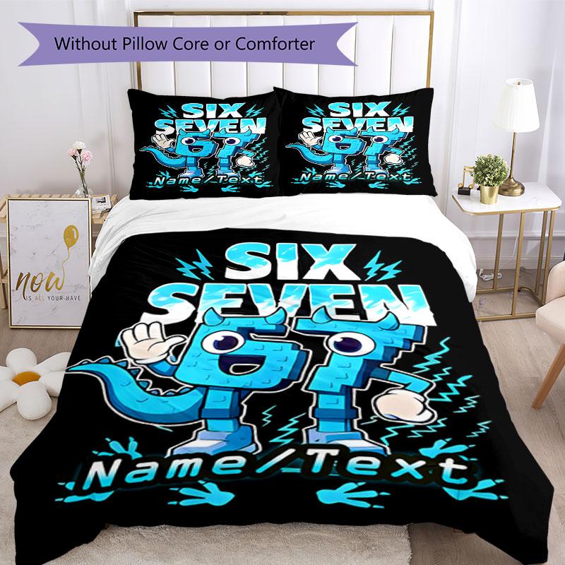 3PC Custom Name Blue Dino Power Bedding Set Printed Bedding Set Duvet Cover Closure Includes 1 Duvet Cover & 116 Pillowcases for Bedroom