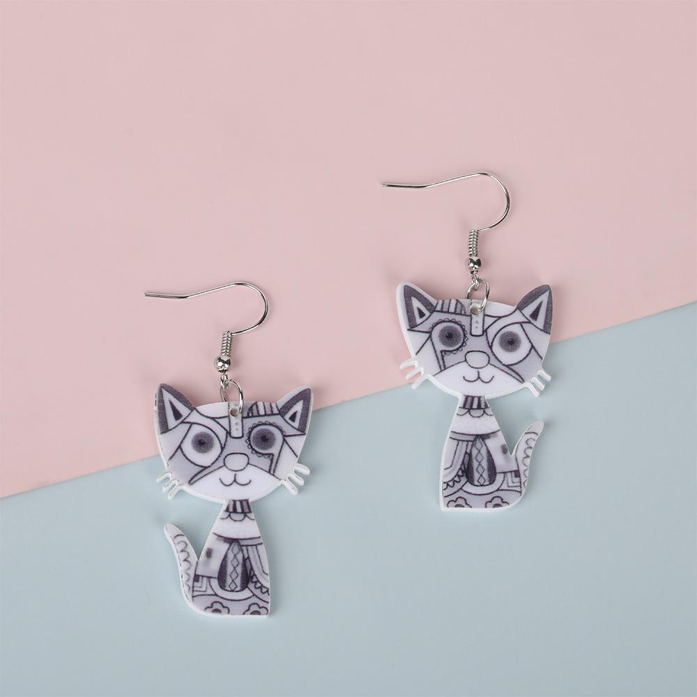 Cartoon Colorful Cat Cute Earrings, Full Hosting Environmentally Friendly Acrylic Earrings.