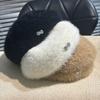 Diamond Pattern Rabbit Fur Beret For Women Plush Knitted Thickened Warm Winter Artist Hat Elegant Autumn Casual Cloche