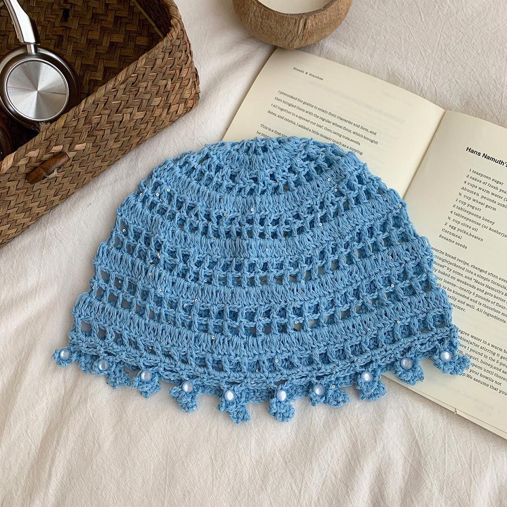 Japanese Retro Hollow Knitted Headgear Spring And Summer Female Ethnic Group Wind West Sichuan Travel Photo Flower Fringed Pullover Hat