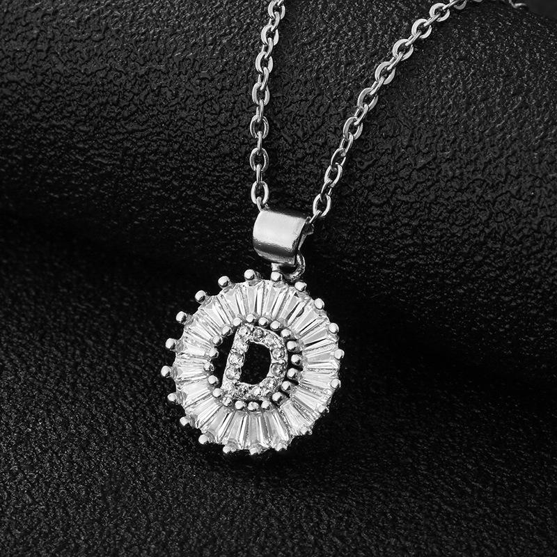 Xiyin Multicolor Zircon Copper Clavicle Chain Necklace with 26 Initial Pendants for Women
