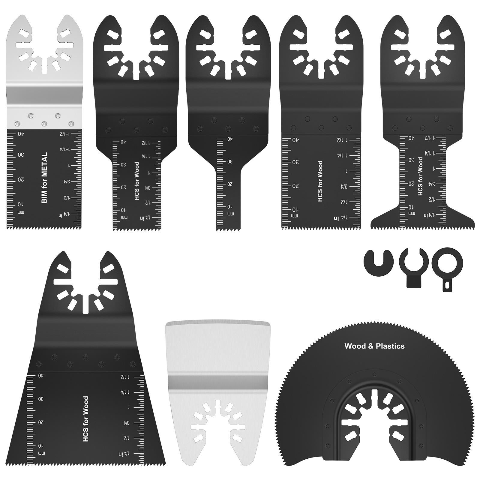 

8Pcs Oscillating Saw Blades Set Bi-metal Stainless Steel Multitool Blades Kit Oscillating Blades Precise Cutting Saw Blades