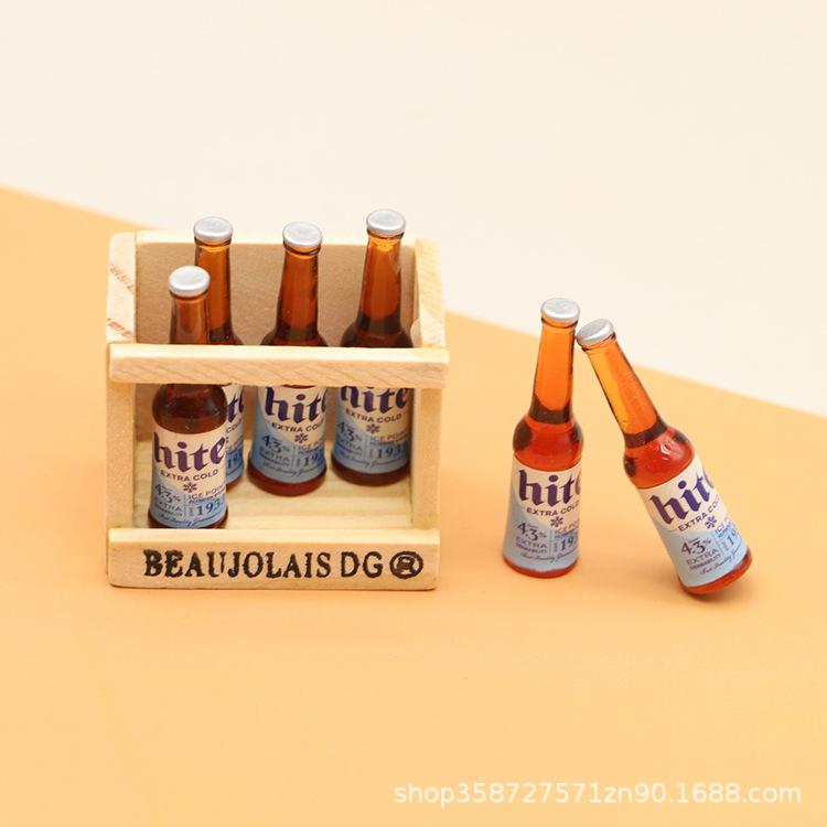 Japanese Dollhouse Beer Frame Drink Basket Model Miniature Accessories Shooting Props Ornament Toys