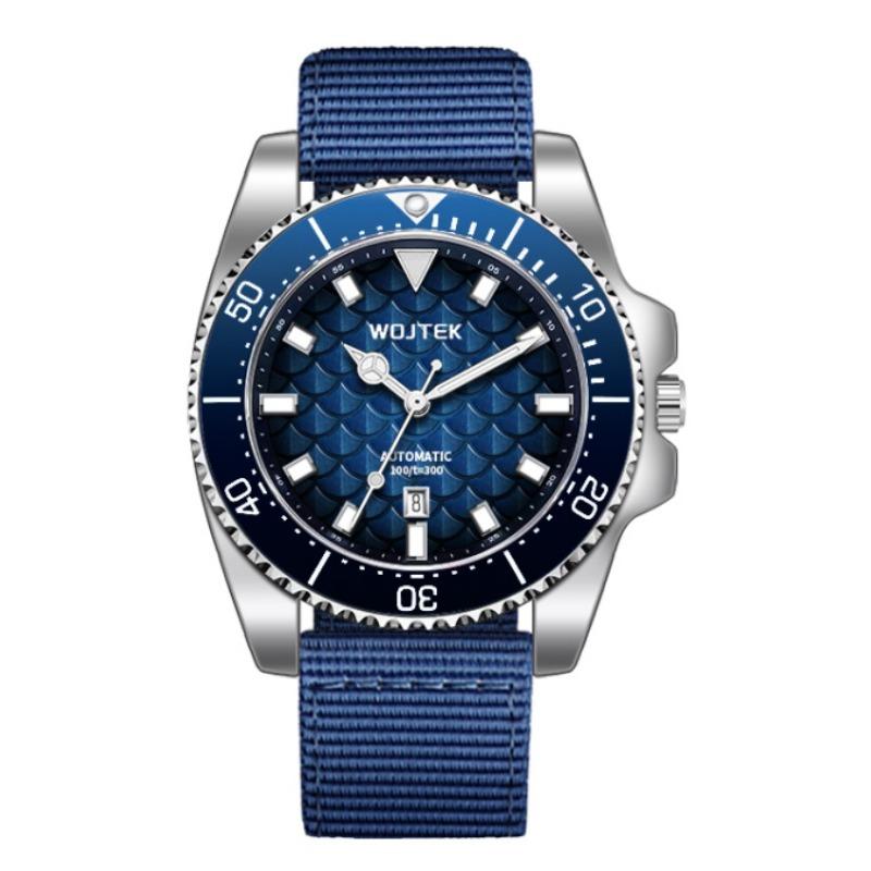WOJTEK Calendar Automatic Mechanical Watch Men's Steel Belt Waterproof Luminous Diving Watch Fashion Business Men's Watch