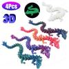 4PCS 3D Printed Gem Dragon Rotatable Articulated Dragon Crystal Figures Action Toy Desktop Ornament Birthday Gifts for Kids