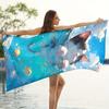 Floating Kitty Beach Towel with Ocean Scene Patterned Sunscreen And Windproof Suitable For Swimming Pool Camping Travel Blanket