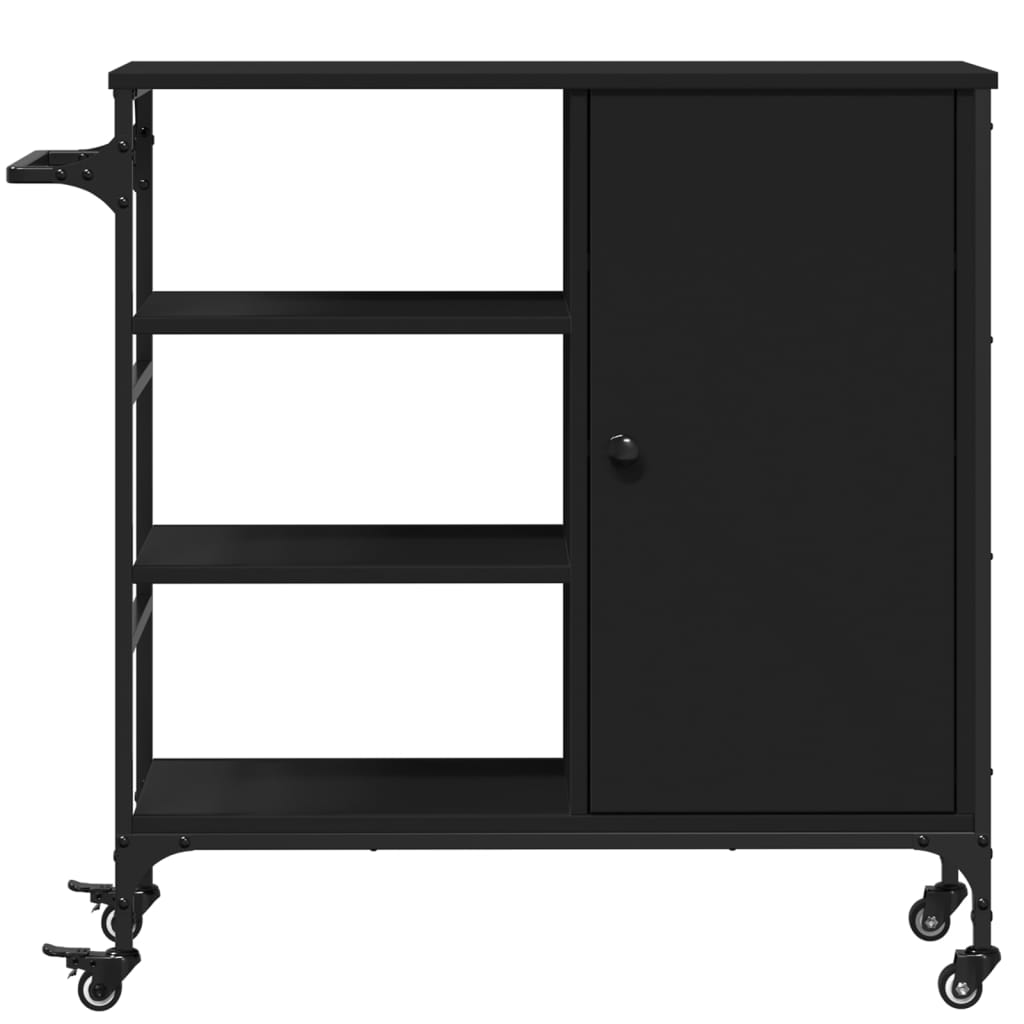 Kitchen Trolley Black 87.5 x 38.5 x 84.5 cm Engineered Wood
