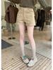 Women's 2025 Retro Suede Wide-Leg Shorts - Casual Winter Bootcut with Large Pockets